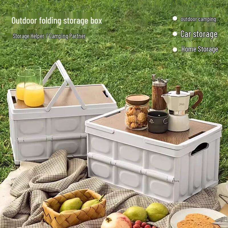 40,000 KM Multi-functional Foldable Storage Box with Wooden Lid