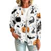 Women's Casual Long Sleeve Jacket with Halloween Print for Fall Parties and Daily Wear