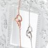 Heart Shaped Double Ring Interlocking Clavicle Chain, Japanese and Korean Niche High-end Feel Ring Interlocking Necklace