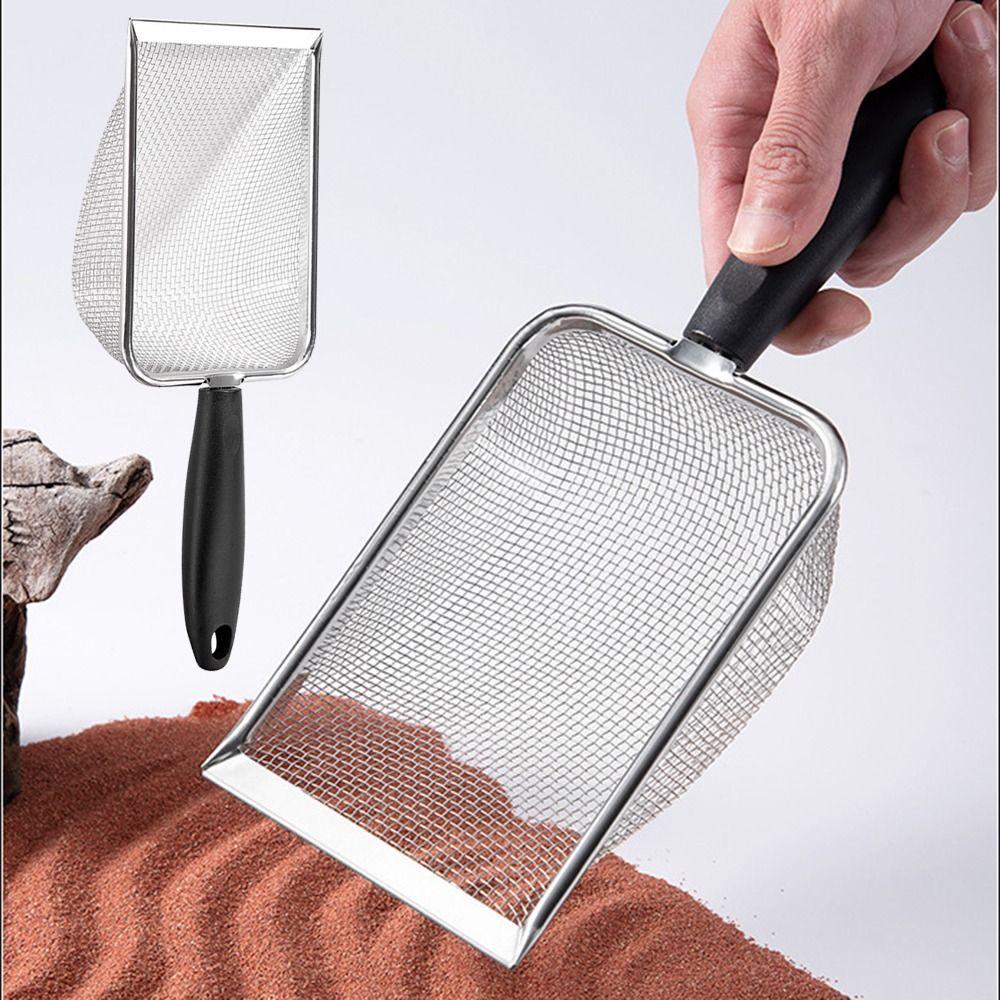 Stainless Steel Reptile Sand Shovel Comfortable Grip Substrate Cleaner Scoop Bearded Dragon Cage