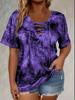 Top Casual da Donna a Manica Corta Tie Dye con Lacci e Scollo a V Taglie Forti