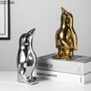 Creative Penguin Gold-plated Ceramic Statue Desk Decoration Penguin Sculpture Abstract Crafts Ornaments Room Aesthetics Decor