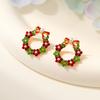 Unique Christmas Wreath Stud Earrings for Women - Festive 2025 New Year Gift