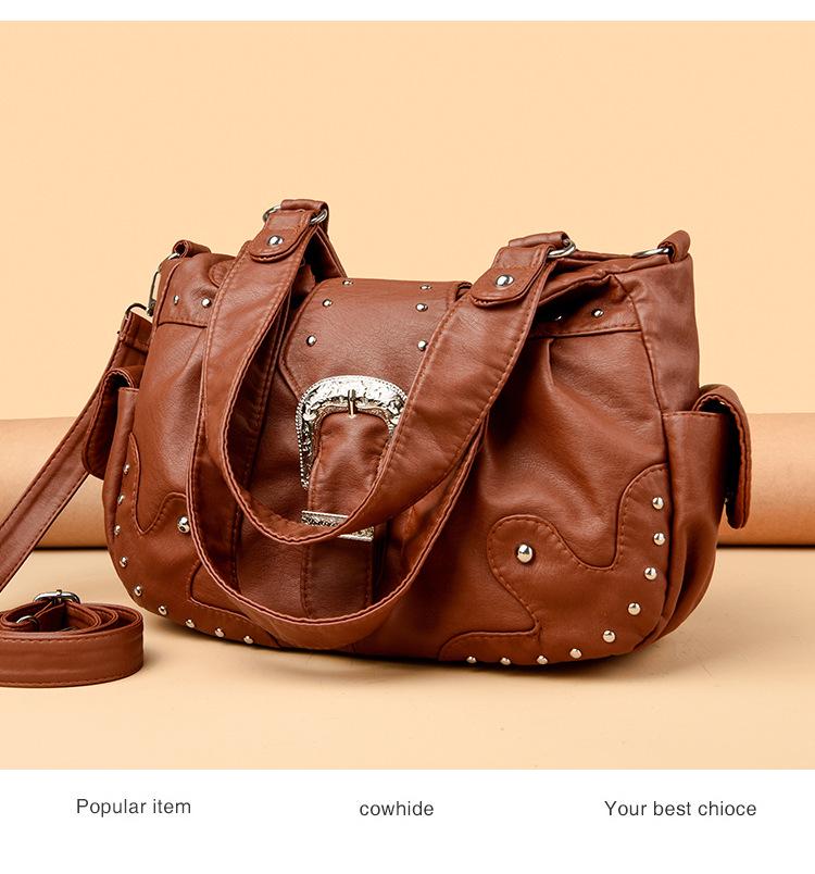 Versatile European & American Style Women's Rivet Crossbody Bag - Lightweight, Large Capacity, 3D Design