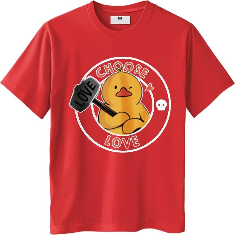 Printed Unisex Crew Neck t shirt unisex Choose Love Duck With Hammer And Skull Trendy Teenagerss male tshirt brand