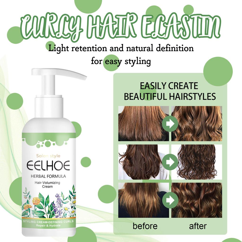 EELHOE 50ml Instant Effect Drying Frizz Control Hair Curling Enhancer Moisturizing Styling Repair Curling Essence Hair Care Elastin
