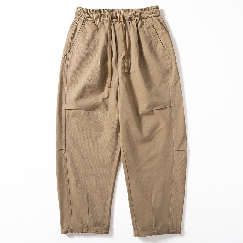 Men's Casual Pants 2025 Spring and Autumn New Japanese Style Basic Versatile Pure Cotton Pants Street Fashion Loose Wide-Leg Pants