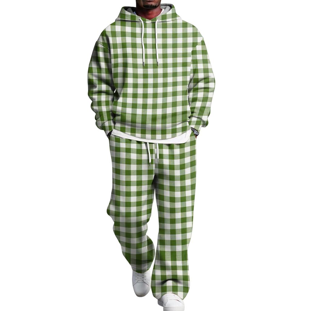 Completo con Felpa e Pantaloni da Tuta da Uomo con Vita Elastica, Outfit Casual Due Pezzi