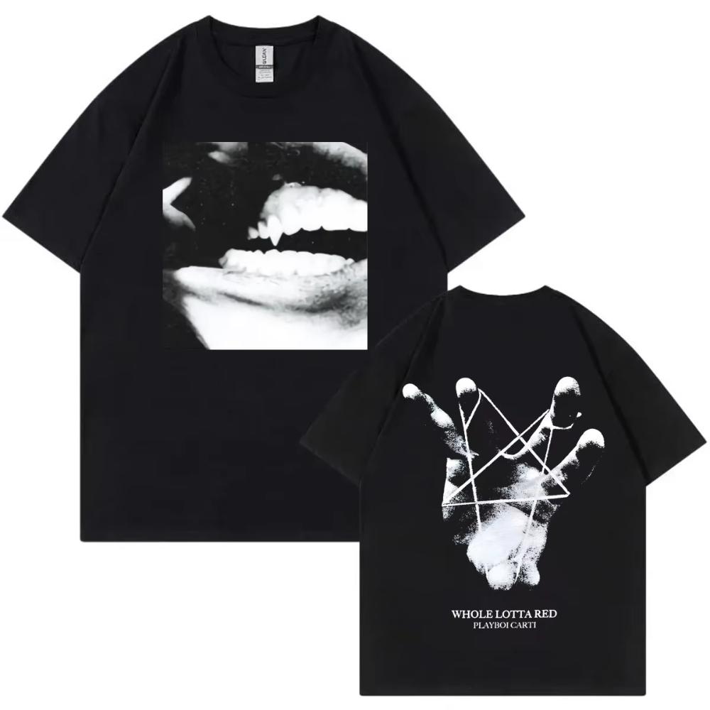 

Rapper Playboi Carti Whole Lotta Red Album Merch T Shirts Men Women Vintage Fashion Hip Hop T-shirt Casual Loose Cotton T-shi... S разноцветный