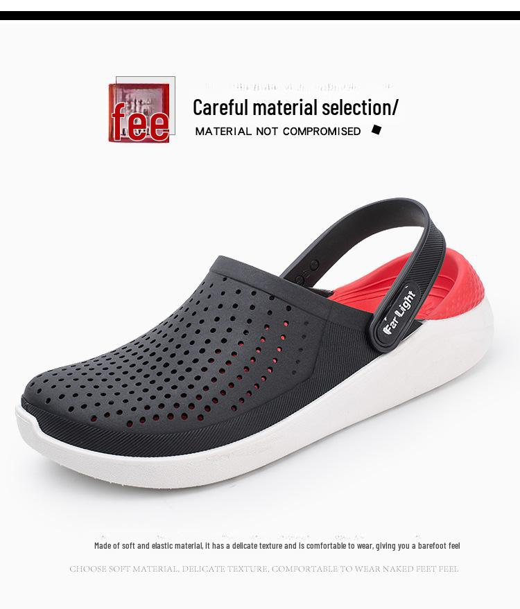 Men's Summer Non-Slip Breathable Hole Shoes: Soft-Soled Double-Use Sports Beach Sandals