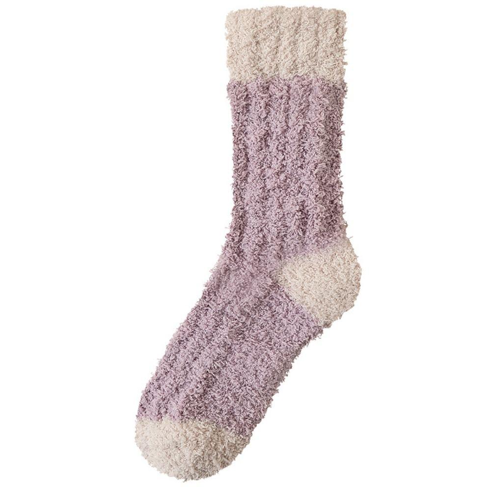 3Pairs Sleeping Floor Plush Socks Winter Mid Tube Socks Women Coral Fleece Socks  For Female Men