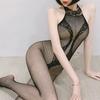 Sexy weibliche Dessous Fishnet Bondage Erotik Bodysuit Stretch Strumpfhosen mit offenem Schritt Strumpfhosen mit hoher Taille Netzstrümpfe