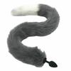 80Cm Long Grey White Fox Tail Cosplay Anal Butt Plug  Pet Play Butt Plug Tails