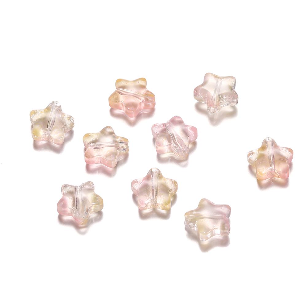 30pcs 8mm Colorful Five-pointed Star Glass Beads Loose Spacer Beads for DIY Handmade Jewelry Making Bracelet Accessories
