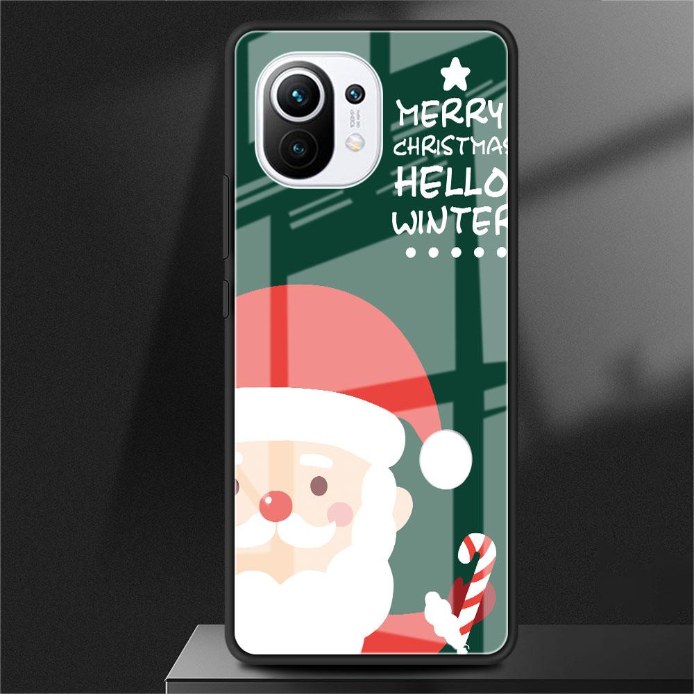 Skleněný kryt pro Xiaomi Poco X3 NFC 11 Lite 11T F3 M3 pro Redmi Note 11 10 9 8 Pro 10S 9S 9A 9C Kryt na telefon Sněhulák Vánoce