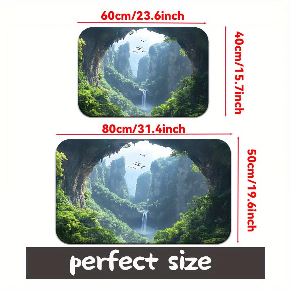 Mountain Waterfall Doormat: Transform Your Entryway with Scenic Forest Art - Durable Outdoor Welcome Mats | Nature Lover Gifts