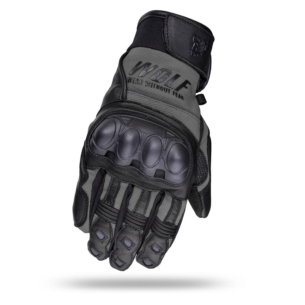 WOLF MEN' MOTORCYCLE GLOVES PRO-X GUN METAL