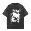 Japanese Anime Serial Experiments Lain Vintage Washed T Shirt Manga Iwakura Girl Sci Fi T-shirts Men 100% Cotton Casual T Shirt