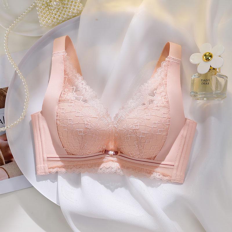 Women's Wire-Free Lace Push-Up Bra: Anti-Sagging, Side Support, Adjustable Fit, Minimizes Look of Large Breasts