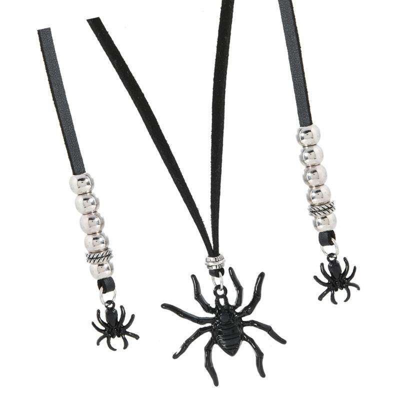 Lightweight PU Alloy Arachnid Charm Necklace Pendant Neckchain Intricate Gothic Halloween Detailing For Cosplay Event