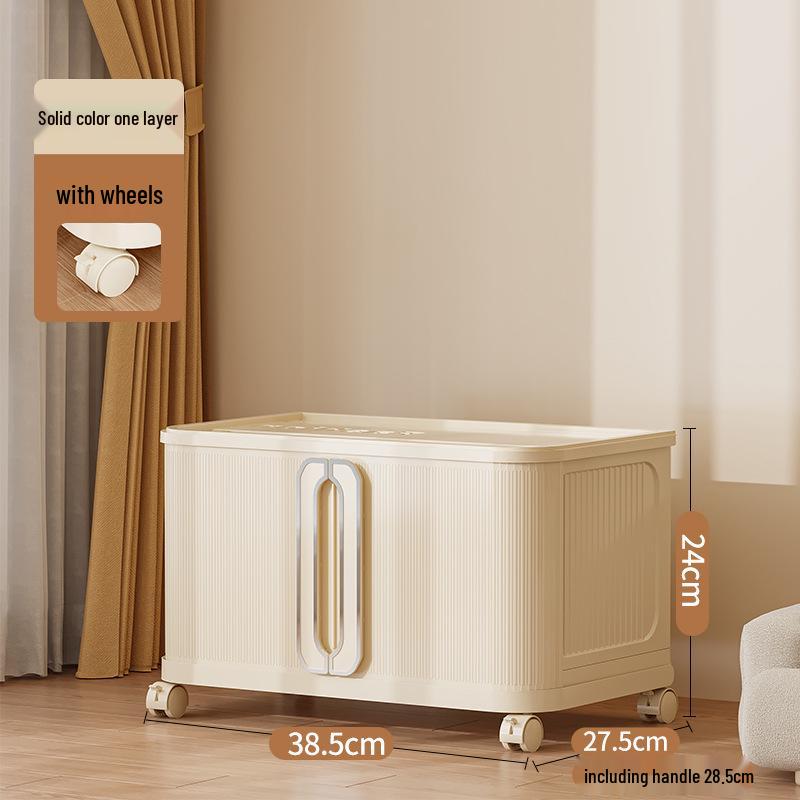 Foldable Sliding Door Cabinet with Wheels - Multi-layer Organizer for Baby Wardrobe or Snack Storage