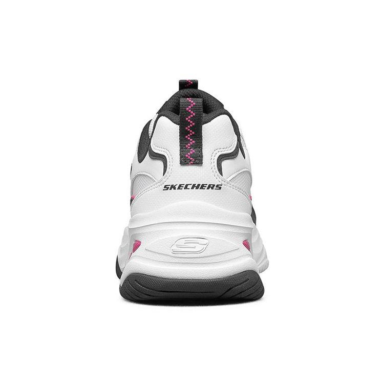 Skechers DLites 4.0 Mesh Pelle Sintetica Sport Comfort Scarpe Lifestyle Basse Sneakers Donna Bianco Nero Rosa 896024-WBK