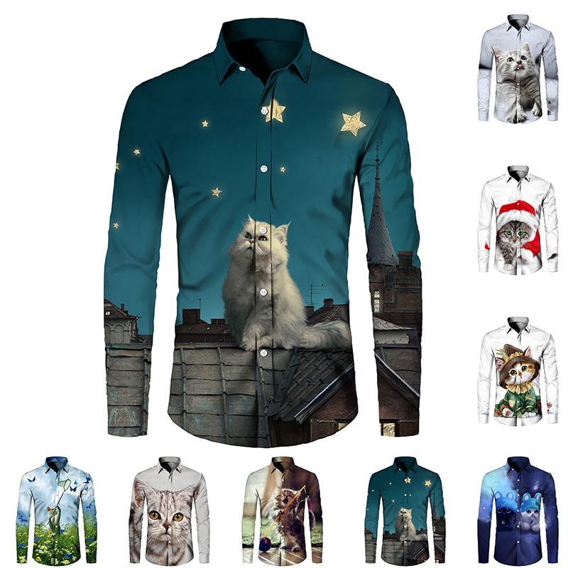 Manga larga Hombres Mujeres Camisas Otoño Invierno Suelto Cuello Suelto  Blusa Moda Gato 3D Tops Plus Size comprar a buen precio — entrega gratuita,  reseñas reales con fotos — Joom