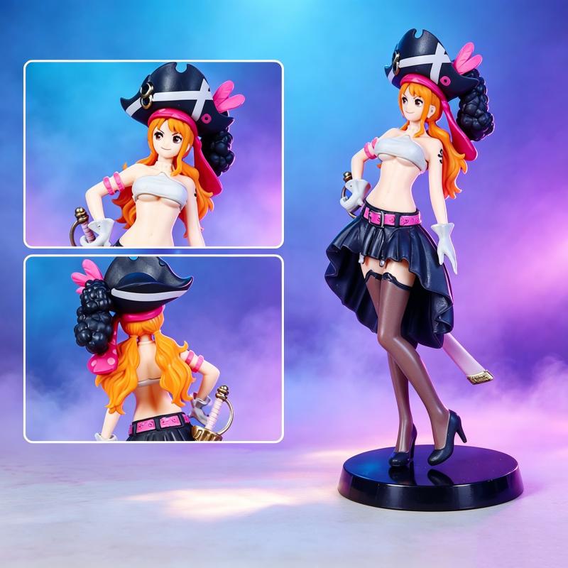 Anime One Piece Nami Black Clothes Action Figure ONE PIECE FILM RED Dress Up Figurine PVC Collectible Model Toy Birthday Gift