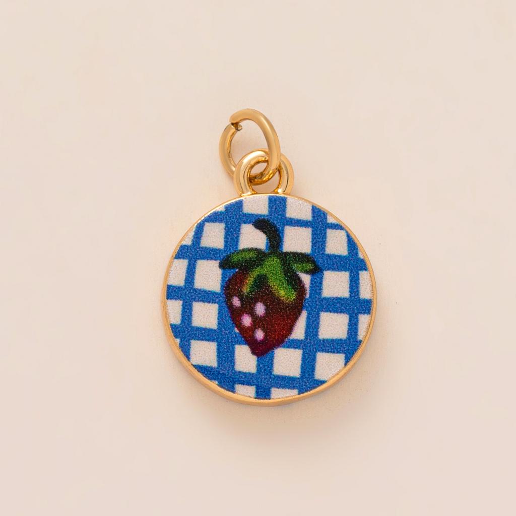Dopamine Pendant Necklace, DIY Fruit Food Love Pendant, Copper Material, Gold-plated, Color Preserving