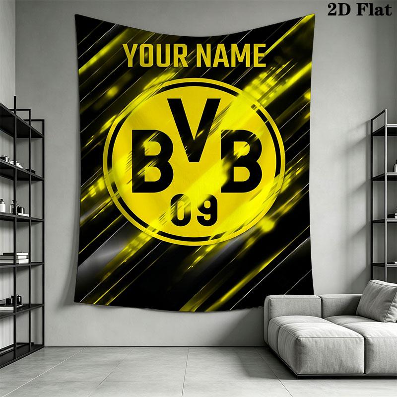 Custom Borussia Dortmund Wall Hanging Printed Fabric Blanket Decorative Tapestries for Bedroom Living Room Home Decor