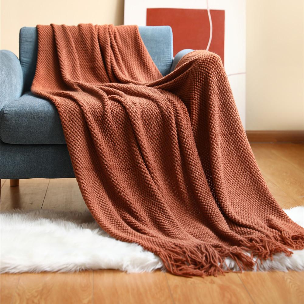 Pineapple Grid Knitted Bean Throw Blanket Sofa Cover Blanket Office Air Conditioner Nap Blanket Multi-use Hitching Blanket For Couch Bed