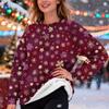 Women's Fashion Casual Long Sleeve Christmas Printed Round Neck Plus Velvet Thickened Sweatshirt