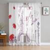 Autumn Romantic Paris Red Umbrella Tulle Sheer Curtains for Living Room Bedroom Kitchen Decoration Voile Organza Curtains