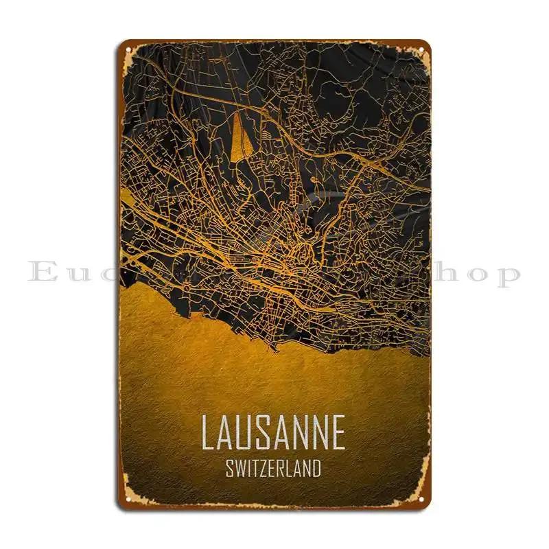 Lausanne Switzerland Metal Plaque Poster Rusty Vintage Kitchen Create Cinema Tin Sign Poster 20x30cm（7.8x11.8inch）