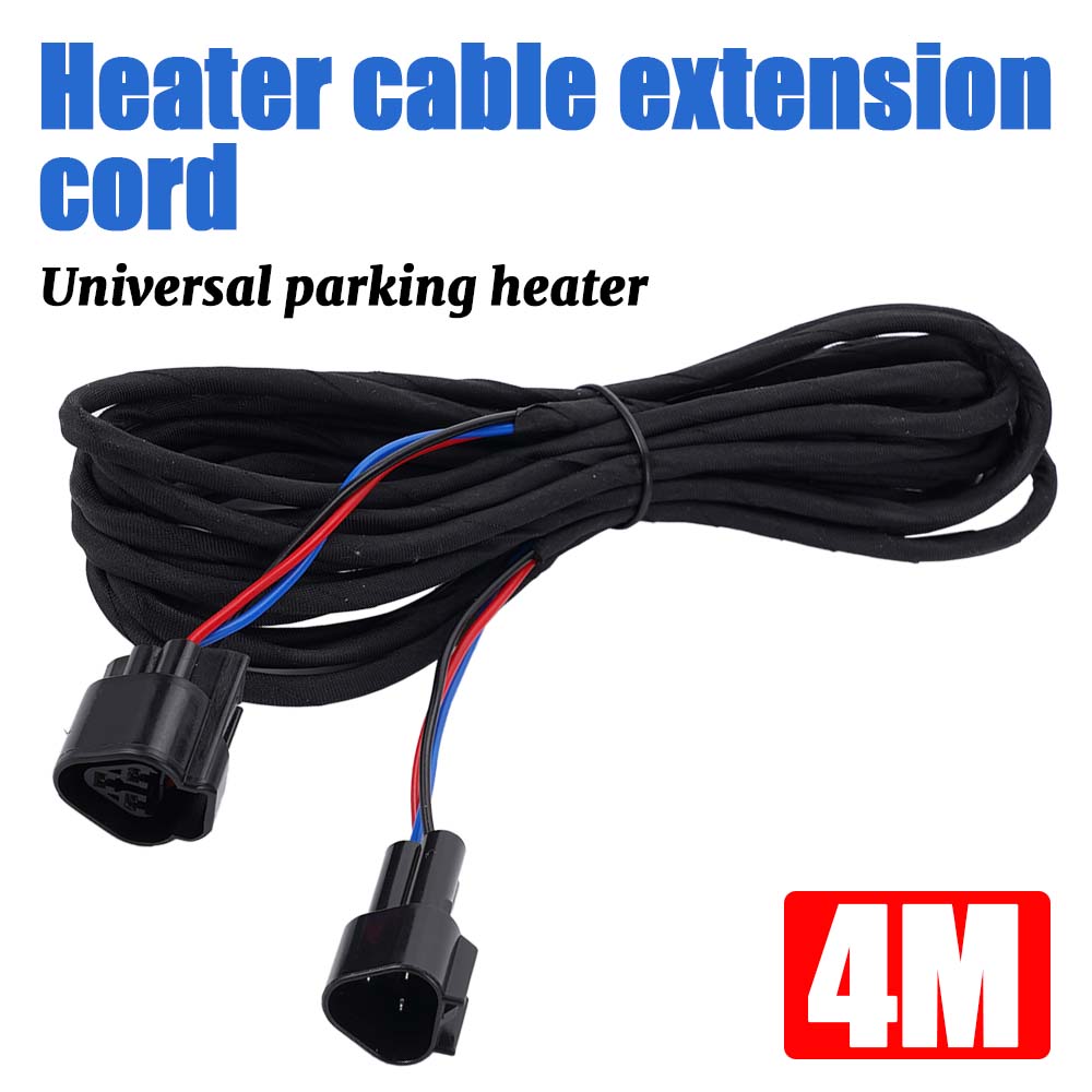 2/3/4M Wiring Harness Kit Black Plug Dual Head Parking Heater Universal LCD Switch Parking Heater Extension Cable for Truck Van