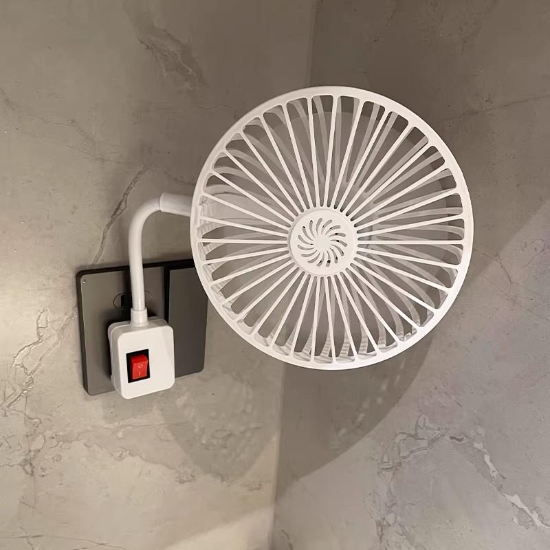 2025 New Wall-Mounted Silent Electric Fan - Compact, Powerful, Universal Three-Socket for Kitchen Use