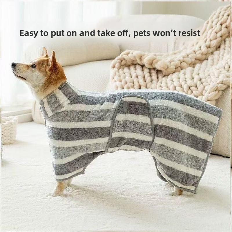 Pet Bathrobe With Coral Fleece Absorbent Towel For Dogs And Cats