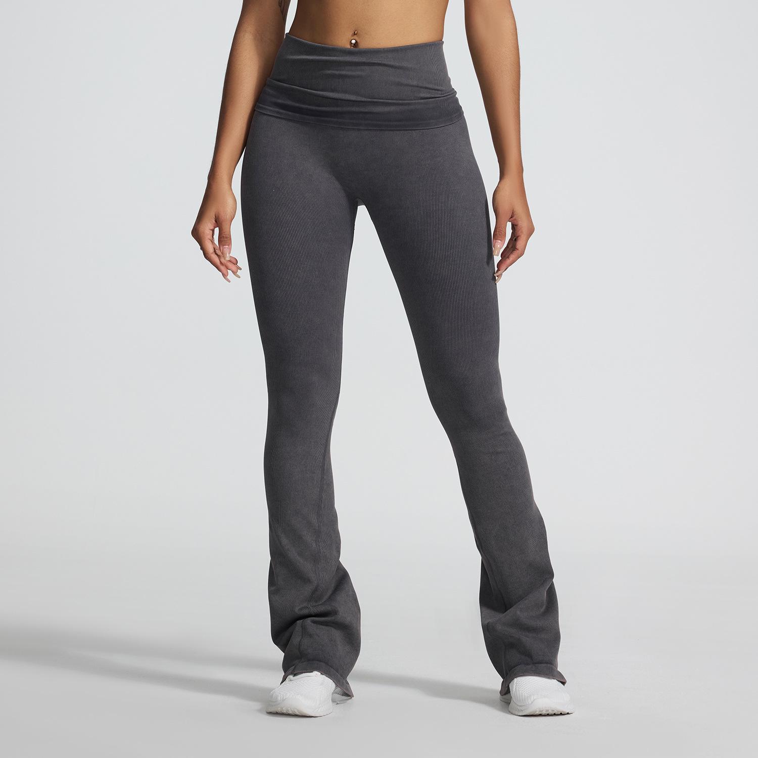 

Бесшовные брюки для йоги с высокой талией - Европейский и американский стиль, утягивающие, высокая эластичность, спортивный расклешенный дизайн для женщин. Medium