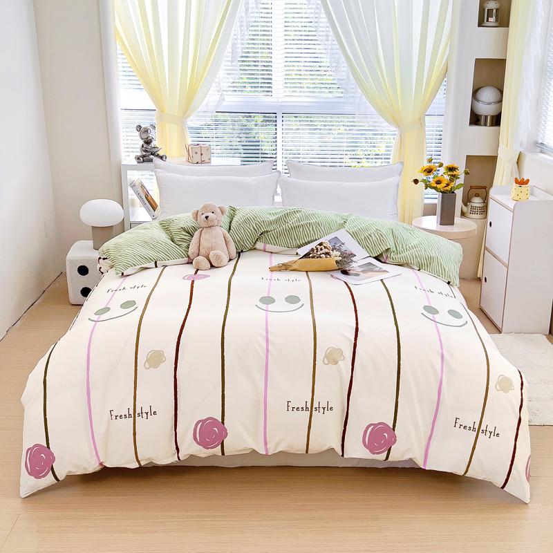 

1Pc Cartoon Mushroom Bow Pattern Duvet Cover 100% Cotton Quilt Cover for Teens Boys Girls Skin Friendly Breathable Bedding 150x200cm Single 1Pc