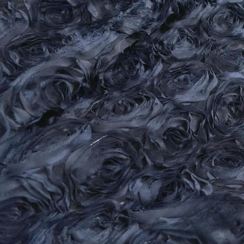 100x130cm High Quality 3D Rose Flowers Fabric Lace Craft Dress Wedding Party Carpet Background Decoration Patchwork Sewing Telas