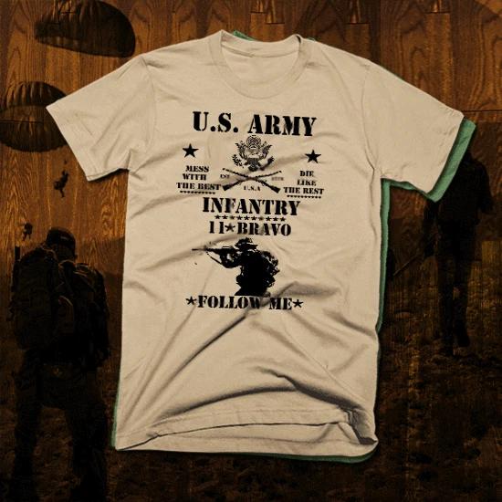 Army infantry t-shirt 11 Bravo Iraq Afghan War Combat Veteran Military Follow me S