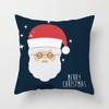 Home decor christmas blue snowflake merry  santa print polyester cushion cover pillowcase funda de almohada