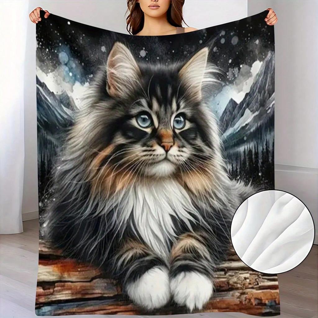 Ultra Soft Pink Flannel Blanket Cute Kitten Butterfly Print All Season Throw Camping Travel Machine Washable Family Gift