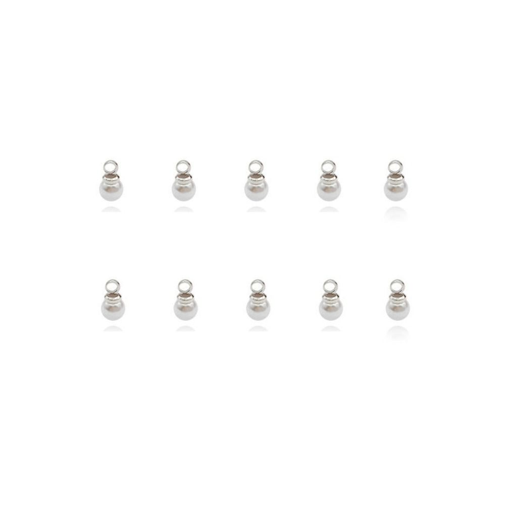 

10PCS Handmade Imitation Pearl Clothes Decor DIY Dangle Earrings Pendant Zipper 4mm серебряный