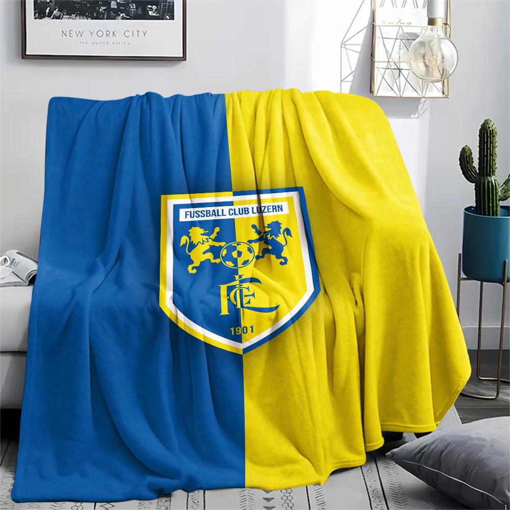 1Pc FC Luzern Print Flannel Blanket High Quality Warm Comfortable Cover for All Seasons Perfect for Gifts Home Decor