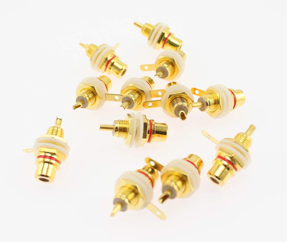 RCA Jacks for 12 Red and 12 Audio Olive-G Amplifiers, Black, 24-Pack (for Equipment)
