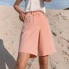 FGHJ Summer Fashion Cool Women Suit Shorts Straight Leg Mid Waist With Zipper Button Pockets Office Ladies Clothes Casual Loose Short Pants