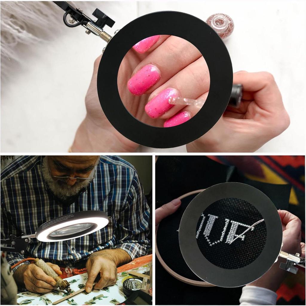 LED Long Arm American Style Folding Magnifier Desk Lamp for Welding and Repair with Eye Protection