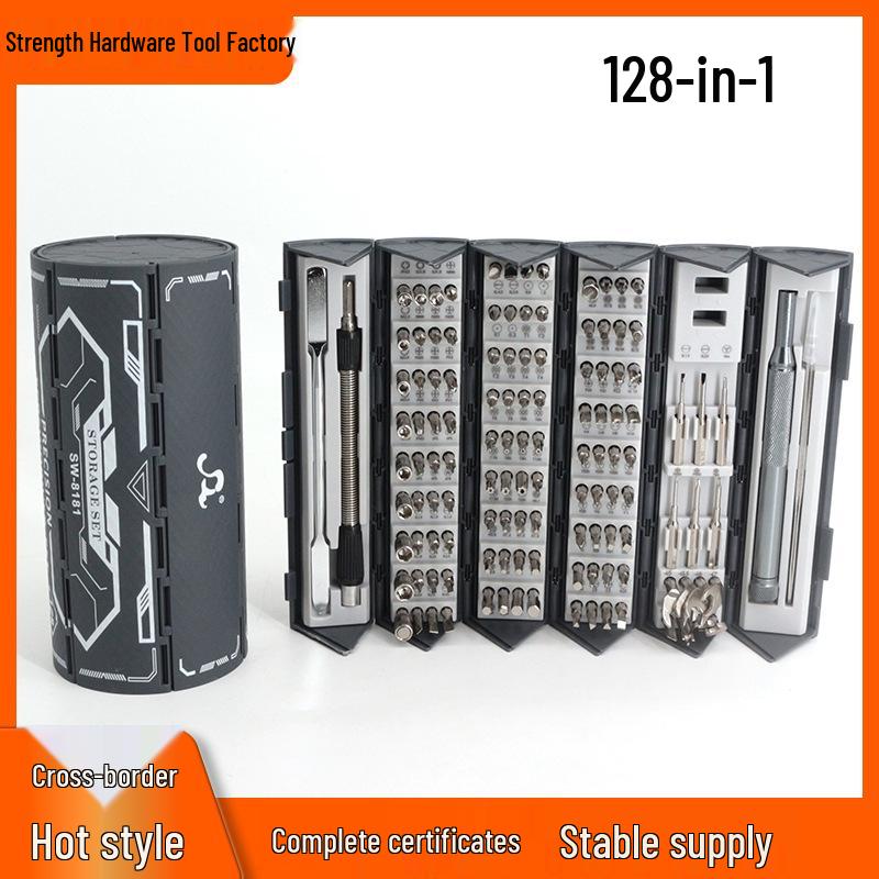 128-in-1 Multifunction Screwdriver Set with Roll-up Bit Storage for Home Repair
