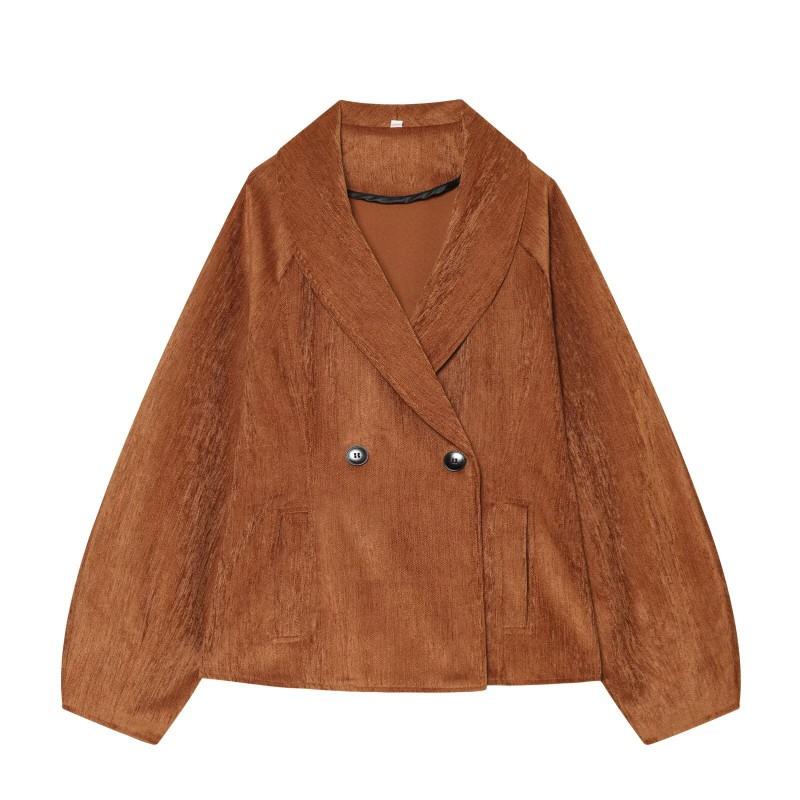 Womens Fall 2026 Tailored Double-Breasted Jacket Casual Versatile Outerwear